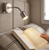 Lampe de lecture LED 12V à fixation murale avec col de cygne réglable, lampe d'intérieur pour camping-car, caravane
