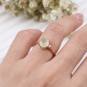 Women's Classic Ethnic Natural Faceted <b>Opal</b> Cubic Zircon Gemstone Prong Set Oval IGI Certified 925 Sterling Silver Rose <b>Gold</b> - Product Image 4