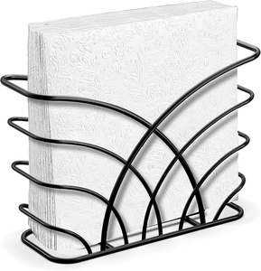 Luxury <b>Black</b> Metal Napkin Holder Decorative Scroll Iron <b>Tissue</b> Dispenser Countertop <b>Paper</b> Organizer for Restaurant Hotel Party - Product Image 3