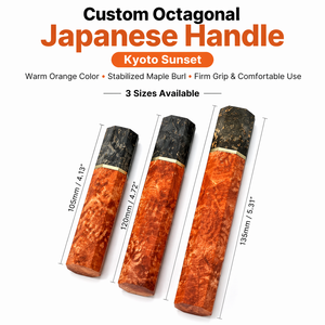 Mango de Cuchillo Japonés Personalizado al por Mayor – Madera Octogonal y Resina Color Atardecer de Kioto, 3 Tamaños Disponibles, Mango en Blanco para Cuchillo de Chef - Product Image 6