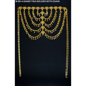 Joyería para el cabello Mafrak chapada en oro estilo Damdi árabe para mujeres, estilo Dubái, joyería para la frente con múltiples cadenas para mujeres, Damdi árabe. - Product Image 6