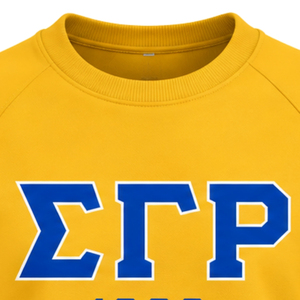 Gold Women Crew Neck Sweatshirt Greek Letter 1922 Graphic <b>Long</b> <b>Sleeve</b> Casual Pullover <b>Top</b> with White <b>Blue</b> <b>Sleeve</b> Stripes - Product Image 3