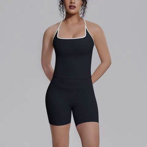 Ensemble de yoga 2 pièces pour femme, style vintage, en tissu Oxford court Spandex/Coton, longueur mi-mollet, imperméable, écologique et respirant - Product Image 2