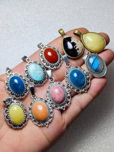 Pendentif Cabochon en Mélange de Pierres Précieuses Naturelles, Plaqué Argent 925, Bijoux Faits Main, Fournisseur en Gros de Pendentifs en Pierre - Product Image 2