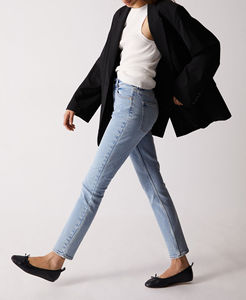 Jean slim vintage taille haute pour femme, coupe droite, 100 % coton denim, style streetwear tendance, confortable et décontracté - Product Image 2
