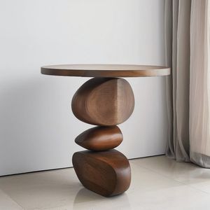 Table d'appoint en bois de style industriel alliant l'aspect bois naturel au design moderne, structure solide et stabilité accrue - Product Image 1