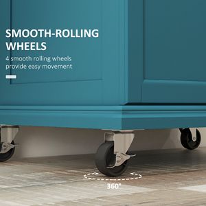 Carrello da Cucina Compatto in Acciaio Inox con Spazio di Archiviazione, Isola Mobile Blu per Sala da Pranzo - Product Image 6