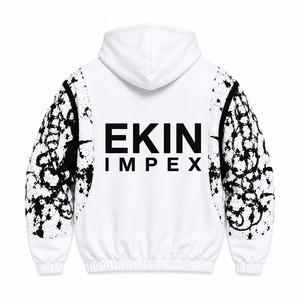 Sweat-shirt à capuche zippé streetwear blanc de haute qualité, 400g, en polaire polyester épais, unisexe, coupe oversize, séchage rapide, pour l'hiver - Product Image 2