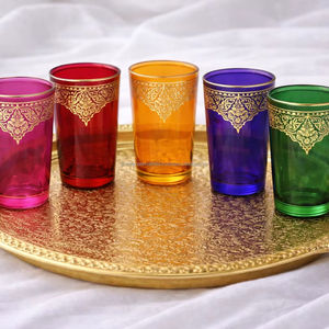 Verres à thé Moorish Tea à motif floral / Ensemble de 6 tasses à thé arabes - Product Image 1