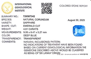 Zafiro azul octogonal natural de 4.01 quilates de Sri Lanka, piedras sueltas para la fabricación de joyas y anillos, tabla Ratti 4.25 BSTN-02 - Product Image 6