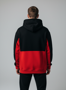 Sweat à capuche premium bicolore noir et rouge - Streetwear personnalisé de qualité supérieure - Product Image 2