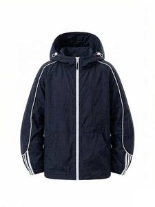 Unisex Hooded Windbreaker <b>Jacket</b> White Polyester Quick Dry Sporty Zipper Closure Regular Fit <b>Summer</b> <b>Lightweight</b> Outerwear - Product Image 4