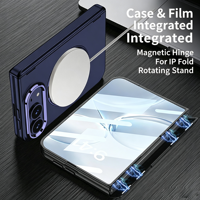 Étui de téléphone magnétique intégré pour iPhone Duo Fold 360 °   Support rotatif pour téléphone, coque pliable