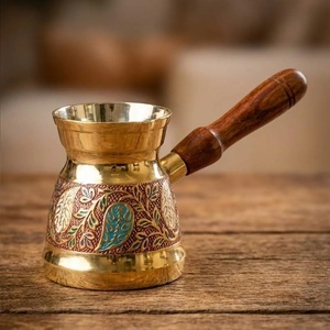 Cafetera griega de cobre, cafetera turca, forma redonda, diseño vintage para preparar café - Product Image 6