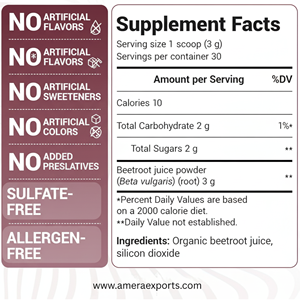 ผงน้ำบีทรูทออร์แกนิกพรีเมียมขายดี อาหารเสริมธรรมชาติจากไนเตรต ช่วยเพิ่มพลังงาน การไหลเวียนโลหิต และความแข็งแกร่ง - Product Image 3