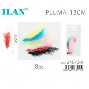 ขนนกหลากสี ILAN Pluma ขนาด 13 ซม. 8 ชิ้น สำหรับงานประดิษฐ์และตกแต่ง - Product Image 1
