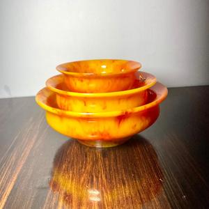 Bol en résine écologique fait main, marbré orange et jaune, design classique poli pour le service des aliments, mariage, Uttar Pradesh MN EXPORTS - Product Image 6