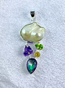 Colgante de Plata de Ley 925 con Múltiples Piedras Preciosas, Precio de Mayoreo de Diseñador, Joyería para Cada Ocasión - Product Image 3
