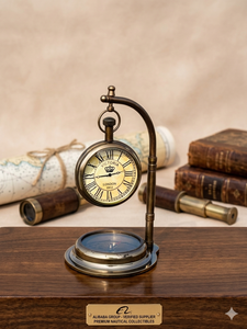 Reloj de Escritorio Vintage de Latón con Base de Madera, Reloj de Mesa Náutico Antiguo para Decoración del Hogar u Oficina, Fabricante Mayorista, Suministro OEM - Product Image 1