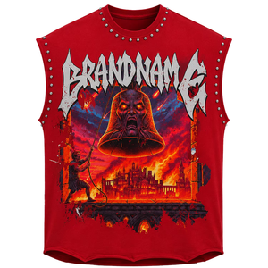 Débardeur personnalisé effet vieilli avec strass, imprimé graphique vintage, sans manches, nouveau style streetwear tendance, unisexe, vente en gros OEM - Product Image 1