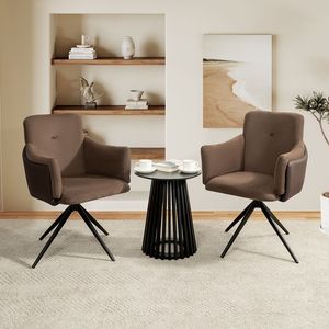 360 Degree <b>Swivel</b> Home Office <b>Desk</b> <b>Chair</b> Set 2 Dark Brown Upholstered Arm Dining Bedroom <b>Chairs</b> Metal Living Room <b>Chair</b> Room - Product Image 3