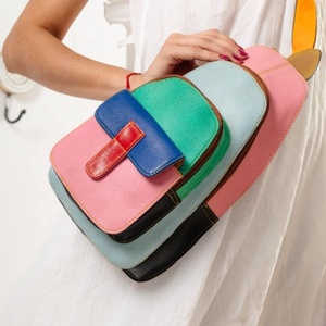 LW Sac à dos pour femmes en cuir de vache véritable Style bohème rock isolé Sac pour ordinateur portable PVC Sac à bandoulière résistant à l'eau - Product Image 1