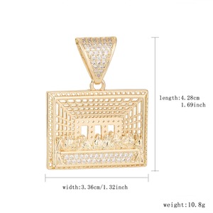 Bijoux religieux chrétiens Hip Hop plaqués or 14 carats, pendentif « L'Ultima Cene », ornements de prière et de bénédiction - Product Image 2