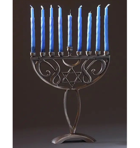 Vintage <b>Silver</b> Traditional Metal Menorah Candle Holder Hanukkah Decorative Tabletop Classic Home Display Stand - Product Image 4
