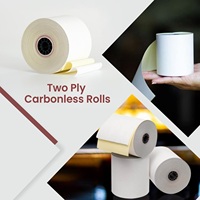 Rouleau de papier autocopiant double couche pour reçus de point de vente et de caisse 50g/m²/60g/m² Tailles personnalisables
