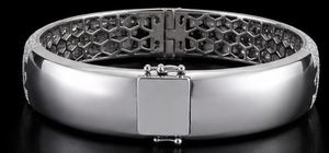 Classic Rhodium Plated Silver Moissanite Wide Crossover Pave <b>Set</b> Oval <b>Bangle</b> Bracelet for Women Trendy Party Jewelry - Product Image 5