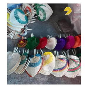 พัดไม้ไผ่สานมือ ลายเรขาคณิตสีสันสดใส พัดถือแบบพกพา - Product Image 2