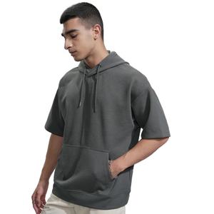 เสื้อฮู้ดแขนสั้นแร็กแลนผ้าโพลีเอสเตอร์100% โลโก้แบบกำหนดเองสำหรับผู้ชายผู้หญิงเสื้อฮิปฮอปเทอร์รี่ฝรั่งเศสขนาดใหญ่พิเศษระบายอากาศได้ดี - Product Image 2