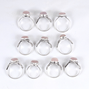 Anillo de Cuarzo Rosa Natural Hecho a Mano, Estilo Boho Vintage, con Baño de Plata 925 y Latón, Joyería para Mujer, Venta al Por Mayor - Product Image 5