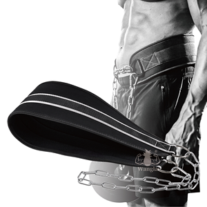 synthetic leather new Weight Lifting Dipping <b>Belt</b> Dip <b>Chain</b> Pull Ups - Product Image 1