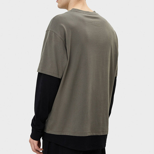 เสื้อยืดแขนยาวคอกลมแบบสองชั้น ทนทาน ราคาประหยัด ผลิตตามสั่ง OEM ผ้าฝ้าย 100% - Product Image 2