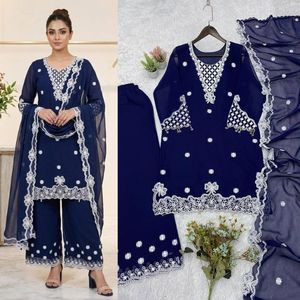 Ensemble de costume palazzo brodé de sequins en georgette pour femme – Tenue ethnique haut de gamme pour fêtes et occasions traditionnelles - Product Image 2