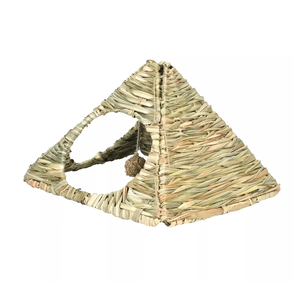 Nichoir pliable en herbe tressée pour lapin, abri triangulaire pour petits animaux, jouet à mâcher, tapis à foin, lit pour lapin, cochon d'Inde, hamster, cage - Product Image 2