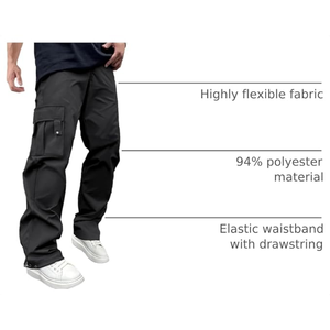 Men’s Relaxed Fit <b>Cargo</b> Pants, <b>Stretch</b> Casual Utility Trousers with Multiple Pockets for Everyday and Outdoor Wear - Product Image 5