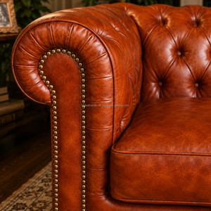 Classic Single Seater Chesterfield Leather Sofa Handcrafted Upholstery Rolled Arms Solid Wood Legs Luxury Apartment Outdoor - Product Image 5