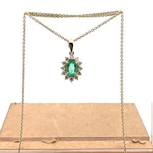 10KY Emerald (Oval) 0.62 CT, White Diamond (Round) 0.36 CT Pendant - Product Image 2