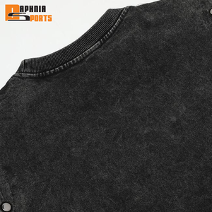 Camiseta de algodón suelto de 250 GSM, negra, personalizada, estilo streetwear, oversize, de alto gramaje, corta, vintage, con lavado ácido para hombre - Product Image 3