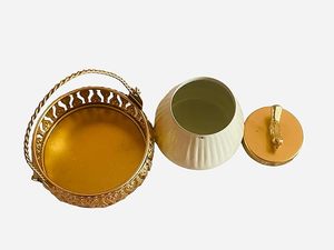 Juego de bandejas para servir con arte Pichhwai, bandeja redonda decorativa de metal para servir. - Product Image 5