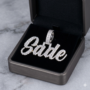 SHRAMAN DIAMOND Collar de Plata 925 con Letra Inicial Cursiva Personalizada, Estilo Hiphop, con Diamantes Cultivados en Laboratorio - Product Image 4