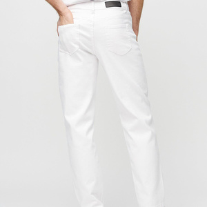 Jean en denim coupe droite pour homme, été, tissu respirant et durable, blanc, élégant, décontracté, confortable - Product Image 4