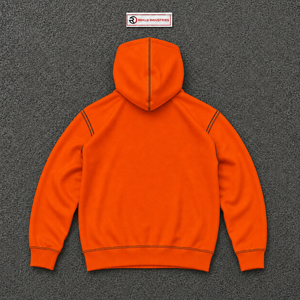 Oversized Orange Zip Up <b>Hoodie</b> Men Streetwear Hooded Sweatshirt Drop Shoulder Contrast <b>Stitching</b> Casual Fashion Wear Raglan Fit - Product Image 6