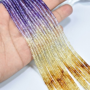 Amatista natural y cuentas facetadas de citrino Rondelle para la fabricación de joyas Cuentas de piedras preciosas de 3-3,25mm a precio al por mayor de La India a granel - Product Image 2