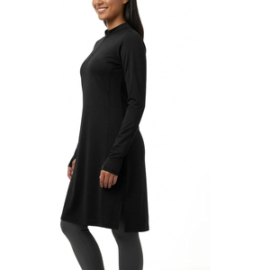 Robe Courte Modeste à Manches Longues pour Femme 2026 avec Capuche et Fermeture Éclair, Respirante, Tricotée, Couleur Unie, Décontractée, Toutes Saisons, en Nylon Écologique - Product Image 3