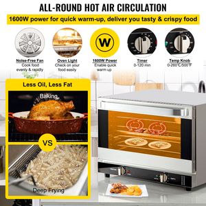 Forno a Convezione Commerciale da 47L/43Qt, Mezza Dimensione, 1600W, 4 Ripiani, con Porta Frontale in Vetro, Forno da Banco per Hotel - Product Image 4
