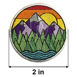 High Quality Circular Embroidered <b>Patch</b> with Mountain Landscape Design Breathable <b>Sew</b>-<b>On</b> Fabric Applique for Hats Clothing Gifts - Product Image 3
