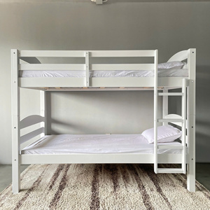 Lit superposé blanc minimaliste personnalisable, meubles de chambre à coucher en bois sur mesure pour enfants - Product Image 4